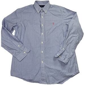 Ralph Lauren Shirt Mens Size XL Blue Gingham Pink Pony Long Sleeve Button Down